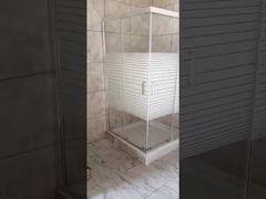 Cabine de douche en verre à rayures de 5 mm avec receveur de douche carré