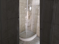 Cabine de douche ronde en verre clair de 5 mm avec poignée bouton